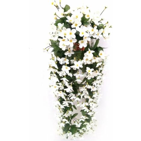 MINKUROW 4 Pétalos Que Cuelgan Flores Artificiales, Wisteria Que Cuelgan Flores Artificiales Para La Decoración Del Hogar De La Boda (Blanco)
