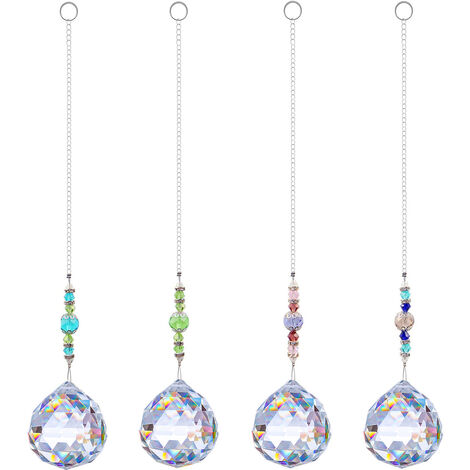 MINKUROW 4 Pezzi Acchiappasole In Cristallo, Pendenti Con Prismi A Sfera Di Cristallo Trasparente Da 30 Mm, Ornamento Per Finestra In Cristallo Arcobaleno Acchiappasole, Cristalli Da Appendere Per Fin