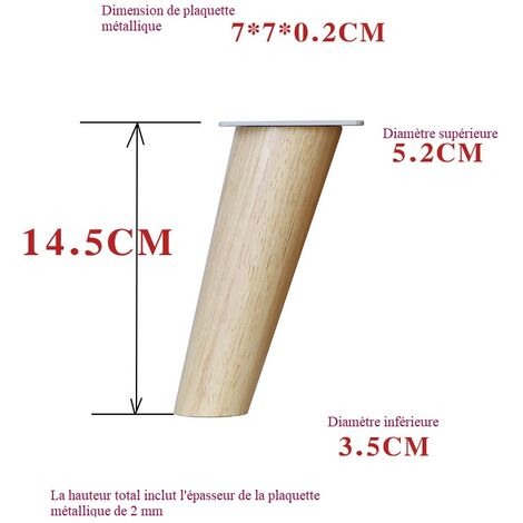 MINKUROW 4 Pezzi Gambe Per Mobili In Legno Altezza: 14,5 Cm Rotonde, Affusolate (Design Inclinato)  Materiale: Legno Massello Per Sedie, Tavoli, Armadi, Ecc.