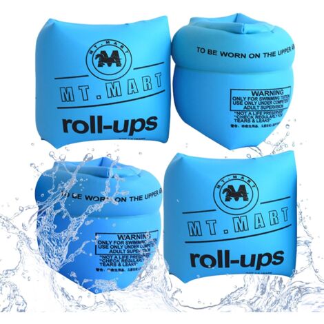 MINKUROW 4 piezas de brazaletes, anillos de brazo flotantes azules, ayuda para nadar para niños y adultos seguros en piscinas interiores y exteriores, mar y lago