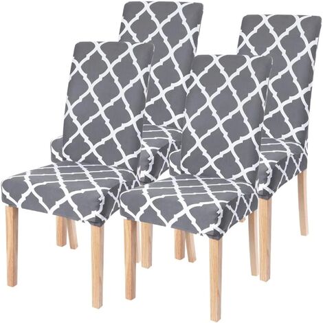 MINKUROW 4 Piezas Fundas Para Sillas Fundas Elásticas Para Sillas Funda Elástica Para Sillas Decoración Moderna Fundas Para Sillas Para Ajuste Universal (Cuadrado)