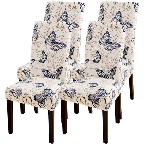 MINKUROW 4 Piezas Fundas Para Sillas Fundas Elásticas Para Sillas Funda Elástica Para Sillas Decoración Moderna Fundas Para Sillas Para Ajuste Universal (Mariposa)