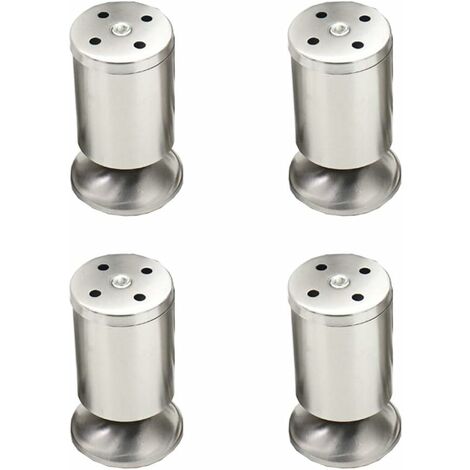 MINKUROW 4 Piezas Patas De Muebles Patas De Muebles Ajustables 50 X 100 Mm Acero Inoxidable Cepillado Con Alfombrilla De Goma Para Muebles Sofá Armario Mesa