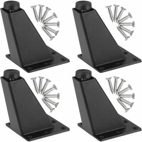 MINKUROW 4 robuste Möbelbeine aus Metall, verstellbare Möbelbeine, Sofabeine, schräge Tischbeine mit Montageplatte und Schrauben für Schrankkommode, 92 mm, mattschwarz