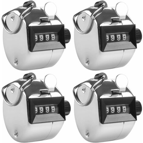 MINKUROW 4-stelliger tragbarer Zähler, 4er-Pack mechanischer manueller Clicker mit Metallfingerring – Silber