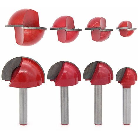 MINKUROW 4 Stück 6 mm Schaft Fräser Core Box Bits Runde Nut Fräser Holzbearbeitungswerkzeuge 16 mm/22 mm/25 mm/32 mm