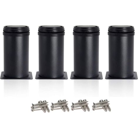 MINKUROW 4 verstellbare schwarze Beine 80 mm Höhe verdicken Schrankbeine Tischbeine Möbelbeine, Edelstahl verstellbare Höhe 0-15 mm mit Edelstahlschrauben