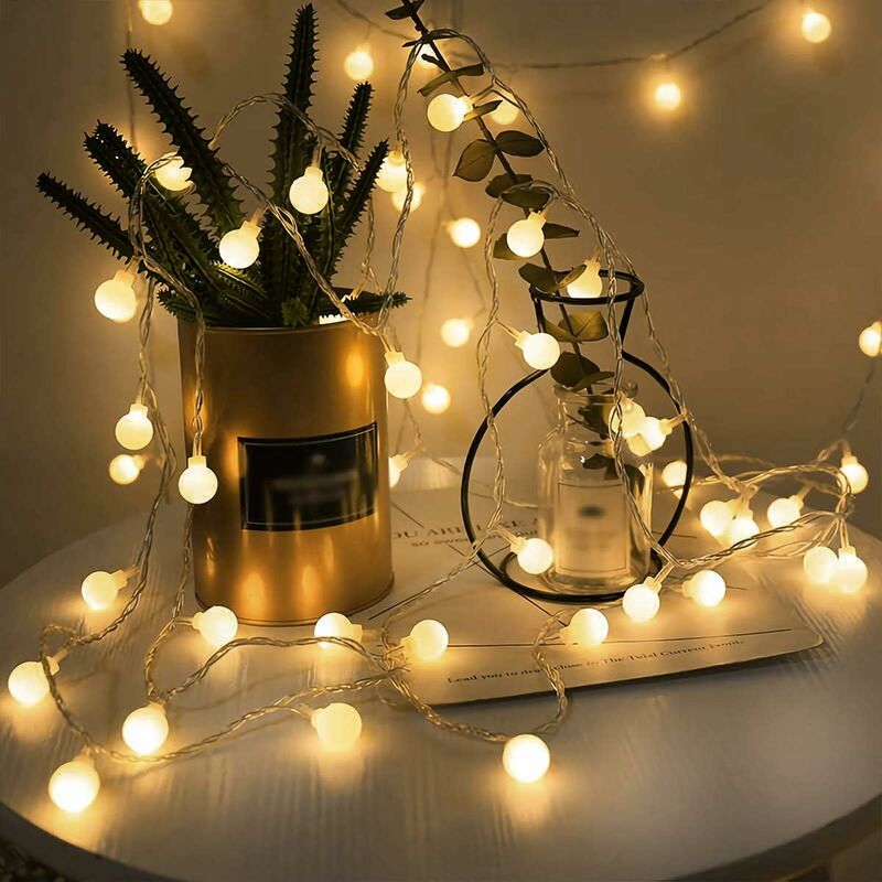 Image of Minkurow - 40 Palline 6m String Lights, Piccole Palline Lucine, Bianco Caldo, Decorazione Per Natale, Halloween, Matrimonio, Compleanno, Casa,
