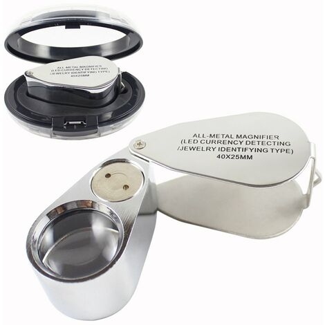 MINKUROW 40x Lupa De Joyero Lupa De Bolsillo Plegable Lupa Iluminada Con Luz Led Y Lámpara Uv, Adecuada Para Leer El Diario De Estudio