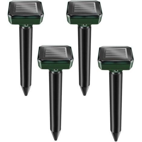 MINKUROW 4er-Pack Solar-Maulwurfabwehrpfähle – Ultraschall-Maulwurfabwehr – Solarbetriebene Maulwurfentfernung für Maulwürfe, Schlangen, Wühlmäuse, Gophers und andere Tiere (4)