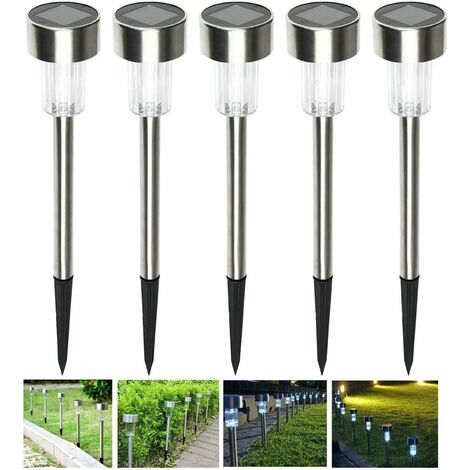 MINKUROW 5 Led De Luz Solar Para Jardín, Luces De Camino De Ahorro De Energía De Acero Inoxidable, Lámpara Solar Impermeable, Luces De Paisaje Para Camino De Césped De Jardín Al Aire Libre