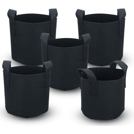 MINKUROW 5 Pack 20 Litros - Bolsas Para Plantas De Forro Polar De 5 Galones - 25 X 30 Cm - Con Asas De Transporte - Para Invernadero De Jardín, Etc. - Bolsa Para Plantas