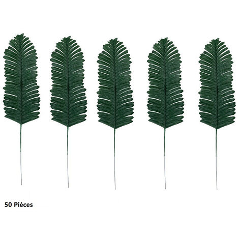 MINKUROW 50 künstliche Palmblätter 30 cm x 10 cm mit Stielen, Tropenpflanze, Palmblättern und Monsterblättern, Kunststoff-Palmblätter für den hawaiianischen Luau-Dschungel, Tischdekoration