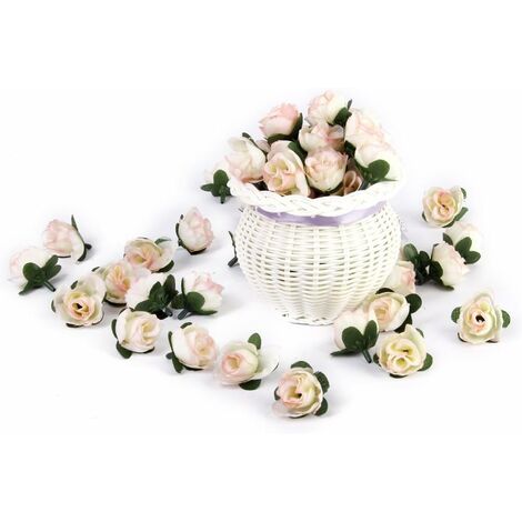 MINKUROW 50 Piezas 3 Cm Cabeza De Flor De Rosa Artificial Decoración De Plantas Artificiales Falsas Para El Banquete De Boda En Casa, Champán