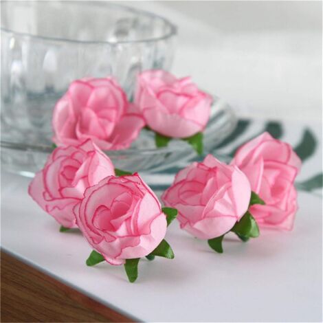 MINKUROW 50 Stück Künstliche Rose Blume Künstlicher Blumenkopf Künstliche Blume Handgemachte DIY Kleine Knopfblume Hochzeit Wandblumenarrangement, Rose