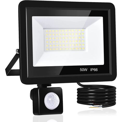 MINKUROW 50 W Bewegungssensor LED-Flutlicht, 6500 K Superheller 5000 lm LED-Scheinwerfer für den Außenbereich, IP66 Wasserdichtes Kaltweißes Sicherheitslicht für Garagen-Straßenbeleuchtung