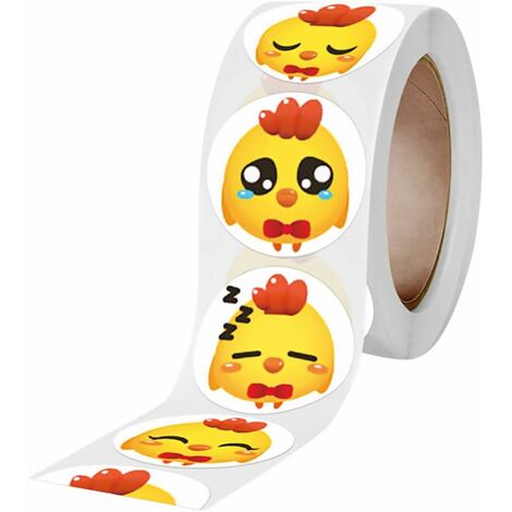 MINKUROW 500 Stück Ostern-Aufkleber, Rolle, Küken, Verpackungsetiketten, Aufkleber, rund, selbstklebend, versiegelnd, Geschenkaufkleber für DIY, Basteln, Gastgeschenke, Taschenfüller