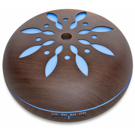 MINKUROW 550ml Difusor De Aroma Ultrasónico Humidificador Nebulizador, Humidificador De Habitación Aceites De Aromaterapia Lámpara De Fragancia Con 7 Colores Led Madera Oscura