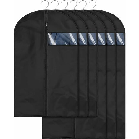 MINKUROW 5er-Pack Premium-Kleiderhüllen, schwarz, 60 x 120 cm, langfristige Aufbewahrung für Jacken, Mäntel, Anzüge, staub- und mottenfest B1