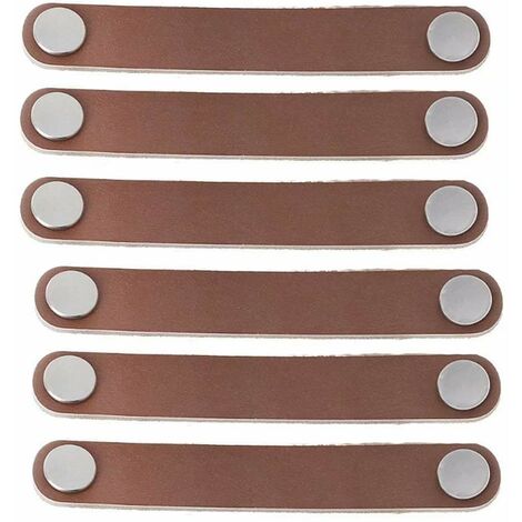 MINKUROW 6 Pezzi Maniglia Per Armadio In Pelle 128 Mm Maniglia Per Porta In Pelle Stile Moderno, Maniglia Per Porta Del Cassetto In Vera Pelle E Lega Di Alluminio (Marrone)