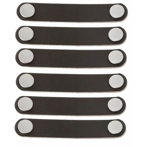 MINKUROW 6 Pezzi Maniglia Per Armadio In Pelle 96mm Maniglia Per Porta In Pelle Stile Moderno, Maniglia Per Porta Cassetto In Vera Pelle E Lega Di Alluminio(Nero)