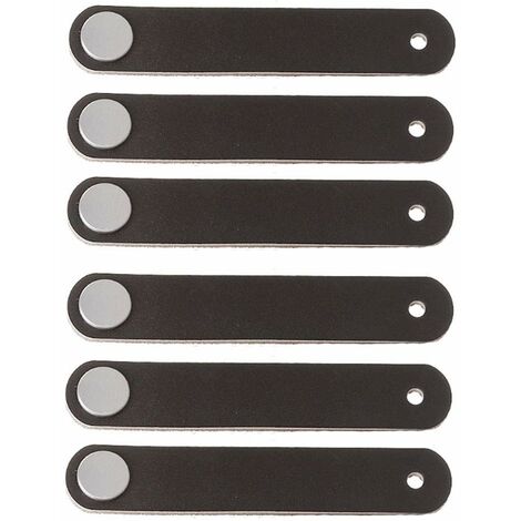 MINKUROW 6 Pezzi Maniglia Per Armadio In Pelle Maniglia Per Porta In Pelle Stile Moderno A Foro Singolo, Maniglia Per Porta Del Cassetto In Vera Pelle E Lega Di Alluminio (Nero)