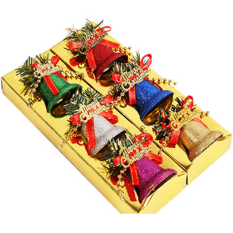 MINKUROW 6 Piezas Coloridas Campanas De Navidad, Colgante De Campanas De Navidad, Campanas De Decoración De Árbol De Navidad, Campana De Árbol De Navidad Colgante Decoración Para La Decoración Del Hog