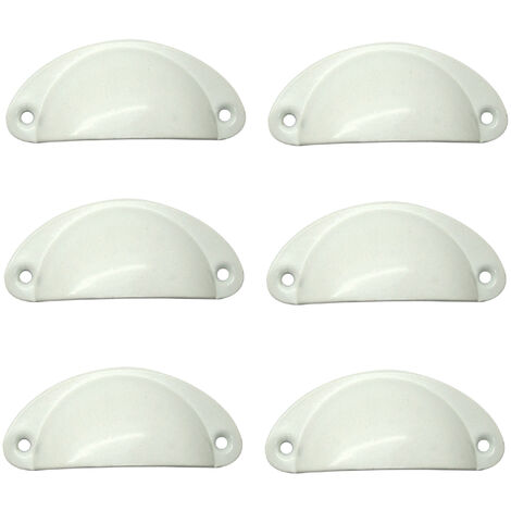 MINKUROW 6 Piezas Manija De Concha Vintage 35 X 80 Mm Manijas De Semicírculo De Cromo Plateado Para Decoración De Cajones De Gabinetes Con Tornillos De Montaje