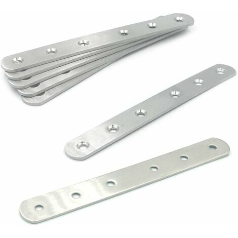 MINKUROW 6 Stück 164 x 20 mm flache Halterung, flache Verstärkung, flache Halterungen aus Edelstahl, Halterung zur Befestigung von Möbeln