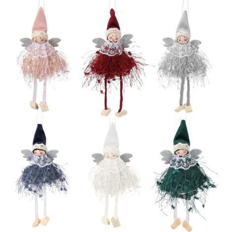 MINKUROW 6er-Pack Engel zum Aufhängen für Weihnachtsbaum, Kamin, Fenster, Geschenk