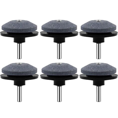 MINKUROW 6pcs Rasenmäher Messerschärfer, 5cm Universal Multi-Sharp Grinder Stone Rotationsrasenmäherschärfer mit Messerbalancer (Schwarz)