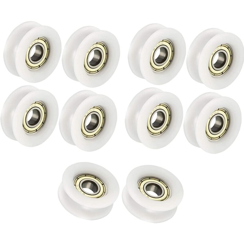 6x24x9mm Blanc u Shape Groove Guide Poulie Roulement à Billes Pour Meubles Poulie Pack De 10