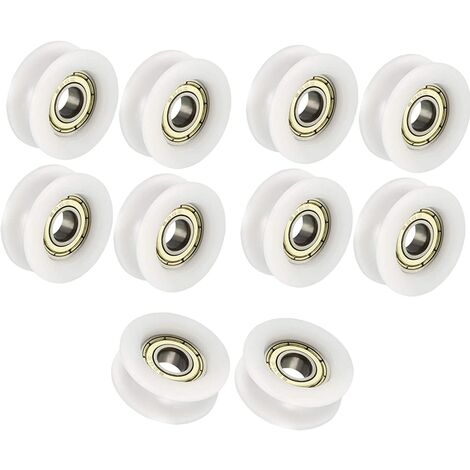 MINKUROW 6x24x9mm Rodamiento De Bolas De Polea De Guía De Ranura En Forma De U Blanco Para Paquete De Polea De Muebles De 10
