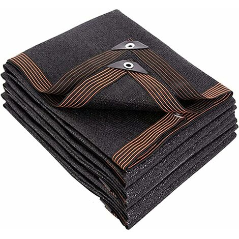 MINKUROW 75% Red de sombra vegetal, tela de sombra negra, vela de sombra rectangular cortavientos para invernadero, tela de sombra de 6 pines, para exteriores.(Tamaño: 3x4m)