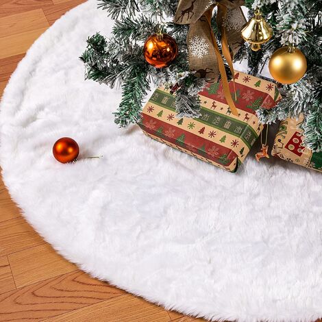 MINKUROW 78cm Cubierta De Árbol De Navidad Cubierta De Árbol De Navidad De Felpa Blanca Cubierta Redonda De Árbol De Navidad Adornos De Árbol De Navidad Decoración Para Navidad
