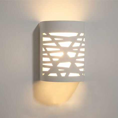 MINKUROW 7w Led Lámpara De Pared Interior, Lámpara De Pared De Yeso Blanco Cálido Pantalla Hueca, Enchufe G9, Aplique De Pared Blanco Interior Moderno Para Sala De Estar Dormitorio Pasillo Salón Escal