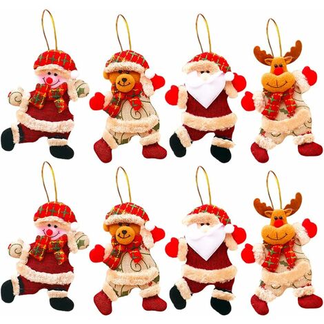 MINKUROW 8 Piezas Mini Colgante De Árbol De Navidad De Peluche, Muñeco De Navidad, Muñeco De Peluche, Colgante De Árbol De Navidad, Adornos De Árbol De Navidad, Decoración De Navidad
