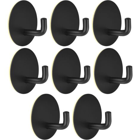 MINKUROW 8er Set Haken, Selbstklebend, Edelstahl Handtuchhaken, Wandhaken, Schwarz, Ideal für Bad, WC, Küche, Büro, Kein Bohren