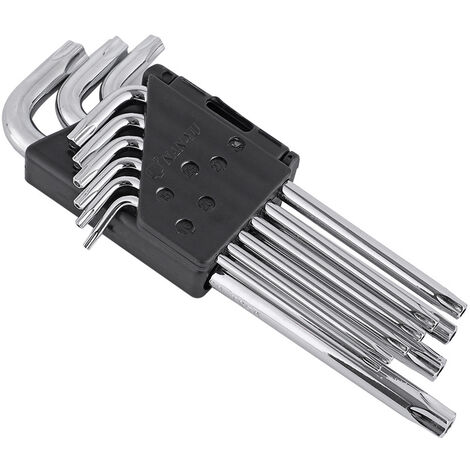 MINKUROW 9 Pezzi T10-T50 Chiave A Brugola Sferica, Angolata A 6 Punti Metrica E Pollici Con Custodia Portatile, Chiave A Brugola Per Rimuovere E Installare Auto, Mobili, Elettrodomestici, Argento