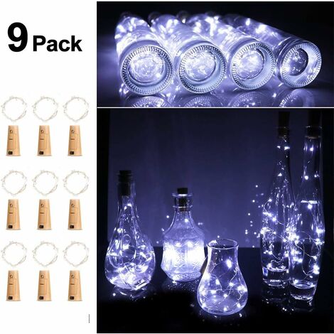 MINKUROW 9 Stück Led Flaschenlicht Flaschenlichter String Kork Flaschenlichter Led Nachtlicht (Kaltweiß)