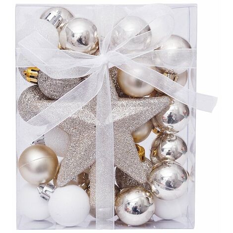 MINKUROW Adornos Navideños, 30 Piezas Adornos Navideños, Juego De Adornos Para Árboles De Navidad, Adornos Para Árboles De Navidad De Plástico, Para Decorar El Árbol De Navidad Bolas De Árboles De Nav