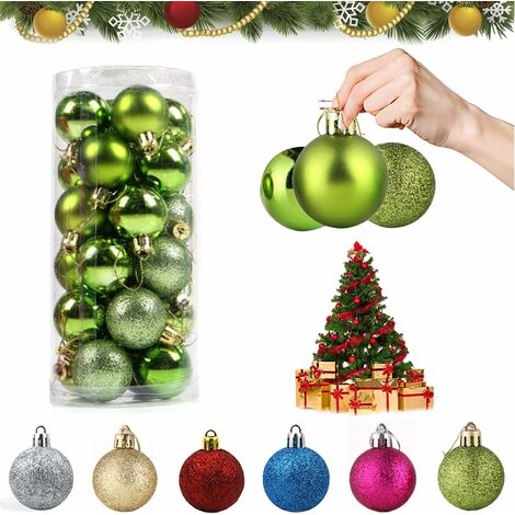 MINKUROW Adornos Navideños Decorativos, 24 Piezas Adornos Navideños, 6 Cm Adornos Navideños, Adornos Navideños, Adornos Navideños, Para Decoración Colgante, Decoración De Fiesta, Boda (Verde)