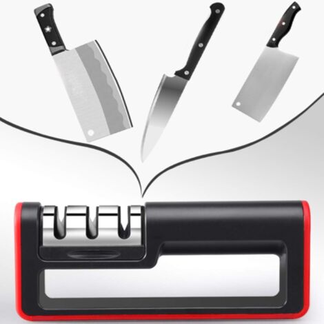 MINKUROW Afilador De Cocina Afiladores Manuales, Afilador De Cuchillos Con Base De Plástico Antideslizante (Para Cuchillo Santoku, Tijeras), Con Diamante, Acero De Tungsteno Y Revestimiento De Cerámic