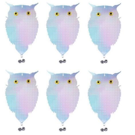 MINKUROW Ahuyentador De Pájaros Ahuyentador De Palomas Forma De Búho Reflectante Luminoso, Juego De 6 Repelente De Palomas Con Campana Repelente De Pájaros