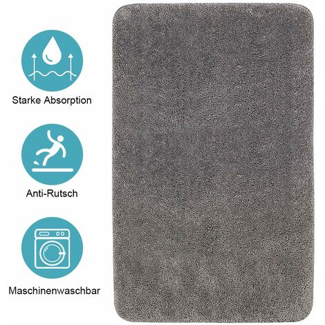 MINKUROW Alfombrilla De Baño, Alfombra De Baño 50x80cm Alfombrilla De Baño Gris Alfombrillas De Baño Antideslizantes, Textil Suave Y Esponjoso, Material Tpr Lavable En La Parte Inferior, Alfombrilla D