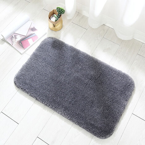 MINKUROW Alfombrilla De Baño Antideslizante Absorbente De Agua Alfombrilla De Baño De Microfibra De Felpa (Gris Oscuro, 40x60 Cm)