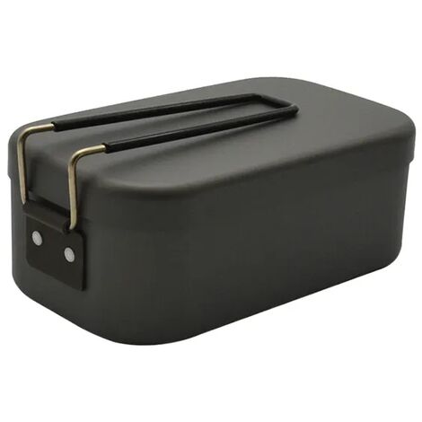 MINKUROW Aluminium Lunchbox mit Deckel, 800 ml Lebensmittelbehälter, Indoor Outdoor Camping Picknick Lunchbox (Schwarz)