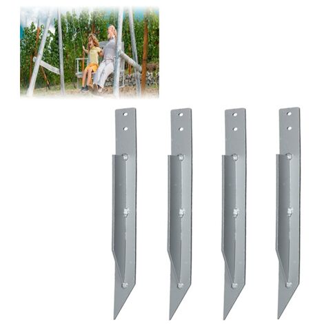 Minkurow – Ancrages au sol pour balançoire – Lot de 4 – Fixations galvanisées résistantes aux intempéries – Installation facile sans béton