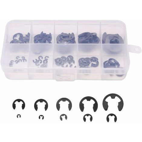 MINKUROW Anelli elastici interni, anello elastico interno, anello elastico a E, set di anelli elastici E-Clip in acciaio inossidabile, dimensioni 120/10 Snap esterno interno con scatola di immagazzina