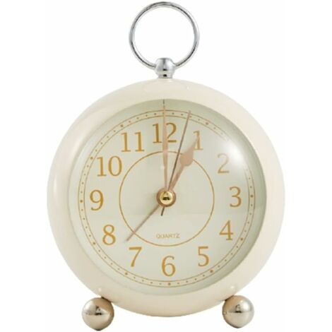 Reloj Despertador Analógico Retro, Bronce Reloj Despertador Campana Doble  Vintage, Non-Ticking Reloj De Mesa Silencioso Análogo, Reloj Despertador